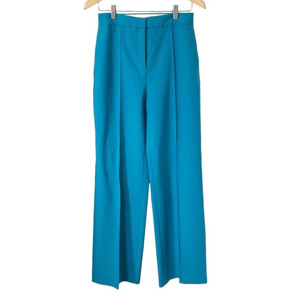 Straight leg blue French pleats trousers - Picture 1 of 4